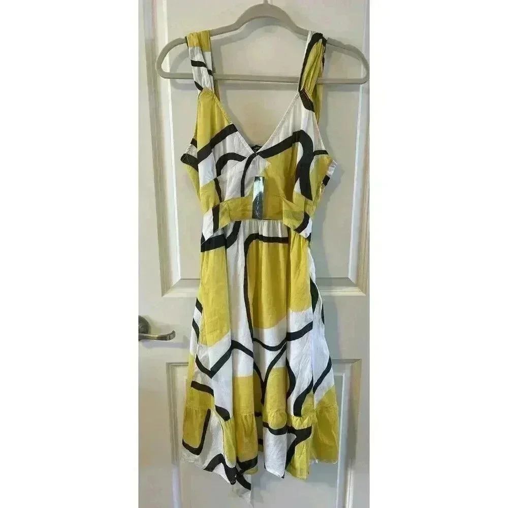 Stylish Yellow and White Women's Dress